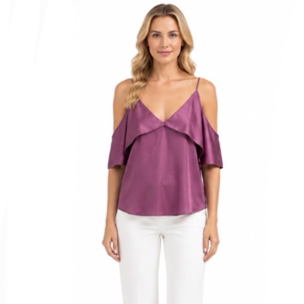 Stitch Fix NSR Cold Shoulder Lilac Satin Scarf And Spaghetti Strap Top Medium